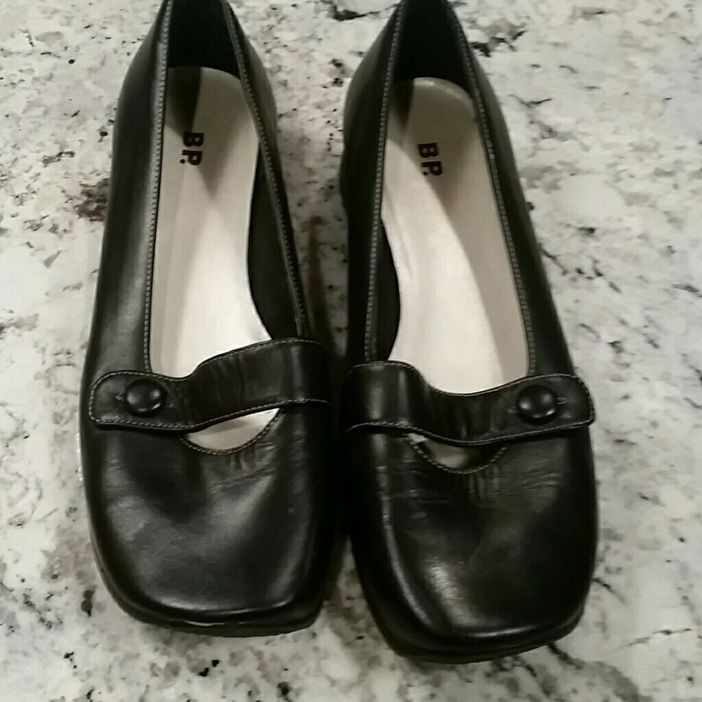 BP for Nordstrom Mary Jane Black Leather Flats EUC